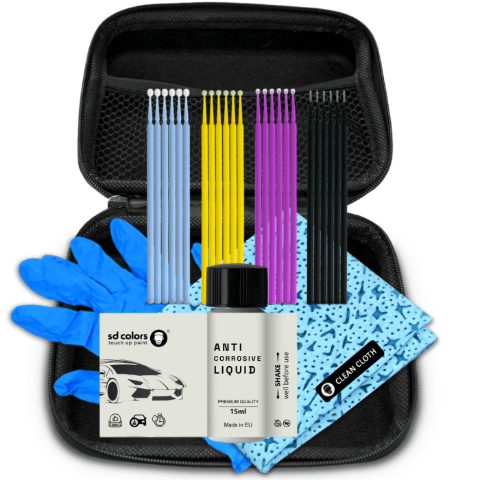 SD COLORS  15ml ANTI CORROSIVE liquid 24 pieces STICKS SWABS Clean Cloth Disposable Nitrile Gloves  box case  zipper   Kit Big