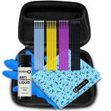 SD COLORS  15ml ANTI CORROSIVE liquid 24 pieces STICKS SWABS Clean Cloth Disposable Nitrile Gloves  box case  zipper   Kit Big